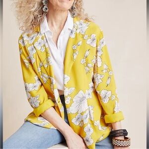 Anthropologie Cleobella Freesia yellow Floral Blazer size small